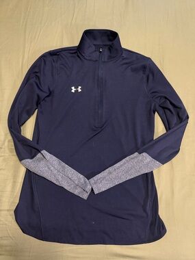 Under Armour Navy Half-Zip Pullover with Heather Gray Cuffs